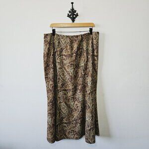 Vintage Suttles and Seawinds Paisley Cottagecore Skirt Size XL Corduroy Boho